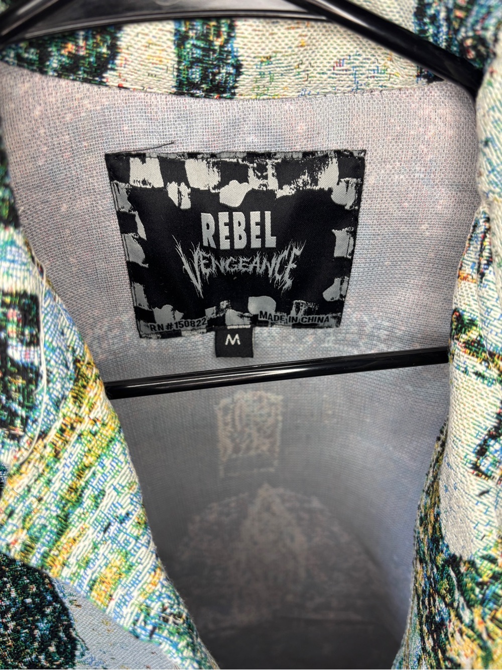 Rebel Vengeance Medium Unisex Green Landscape Art Print Button Up Shirt - Picture 4 of 4